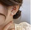 Diamond Flower and Pearl Stud Korean Earrings 2 Pcs
