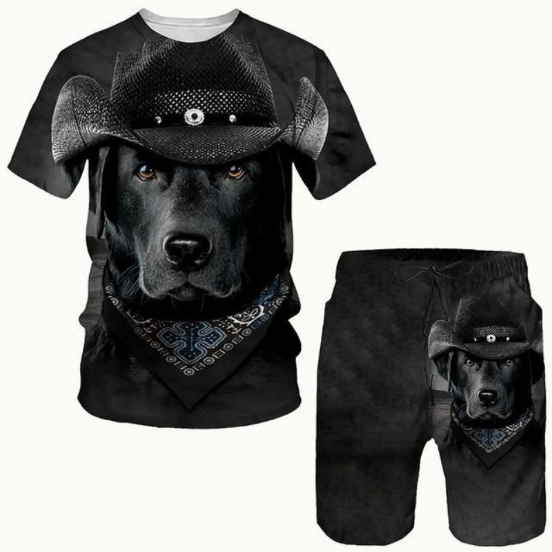 New Men's Pet Dog Suit 3D Printed Men T-shirt Shorts Set Sportswear Tracksuit Summer O Neck Short Sleeve Cool Clothing Suit