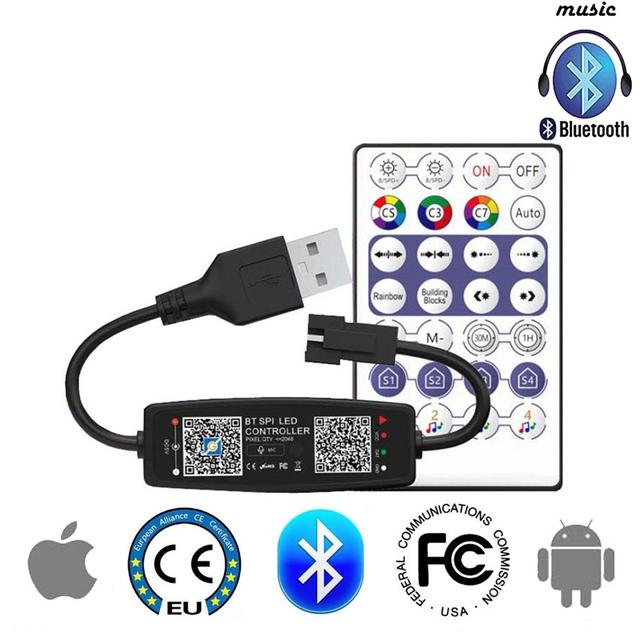 Контроллер светодиодов WS2812B Bluetooth Музыка Для SK6812 WS2811 WS2812 APA102 Пиксельная светодиодная лента Приложение Пульт 24/28 кнопок DC5-24V