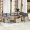 VidaXL 9-Piece Garden Sofa Set with Beige Cushions Poly Rattan 3359983