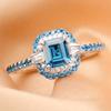 Huitan Fresh Style Sky Blue Cubic Zirconia Rings for Women Gorgeous Engagement Wedding Party Lady Rings Elegant Female Jewelry
