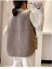 Женский жилет из овечьей шерсти в корейском стиле из искусственного меха - Весна/Осень 2025 Куртка без рукавов