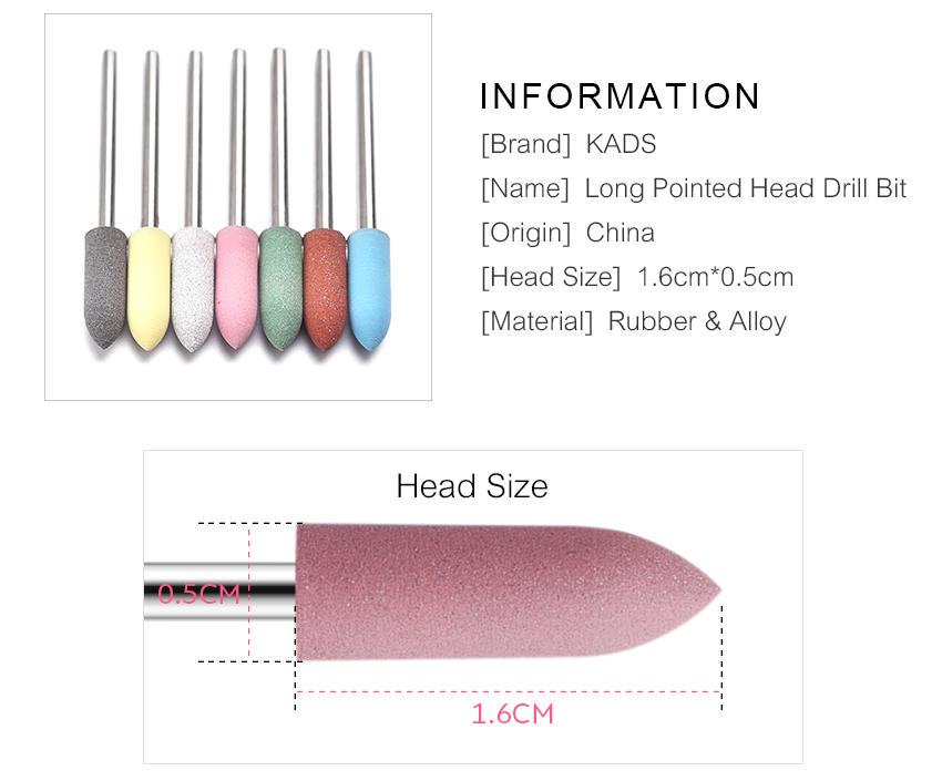 kads 7 цветов резиновые сверла для ногтей фрезы для ногтей польский маникюрный инструмент для поверхности ногтей