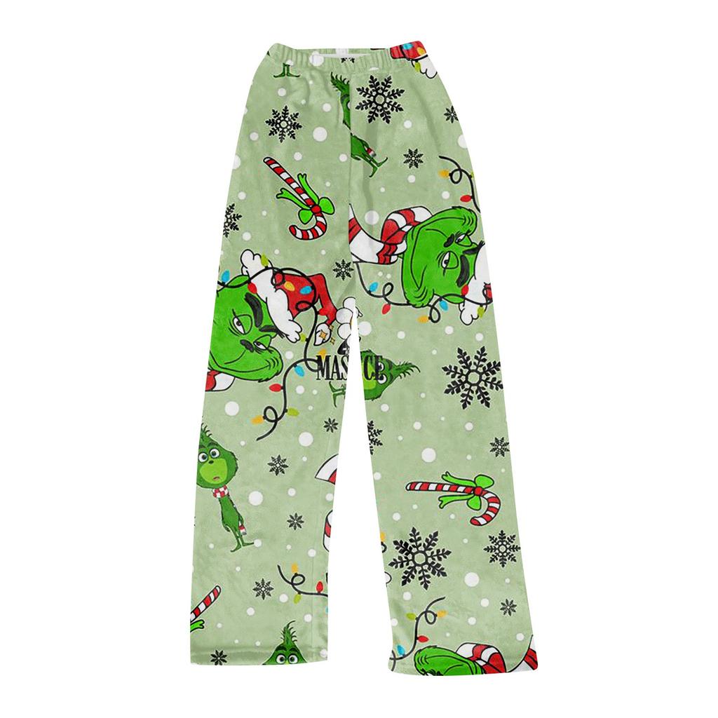 Women's Fashion Casual Christmas Printed Pants Plush Casual Pants