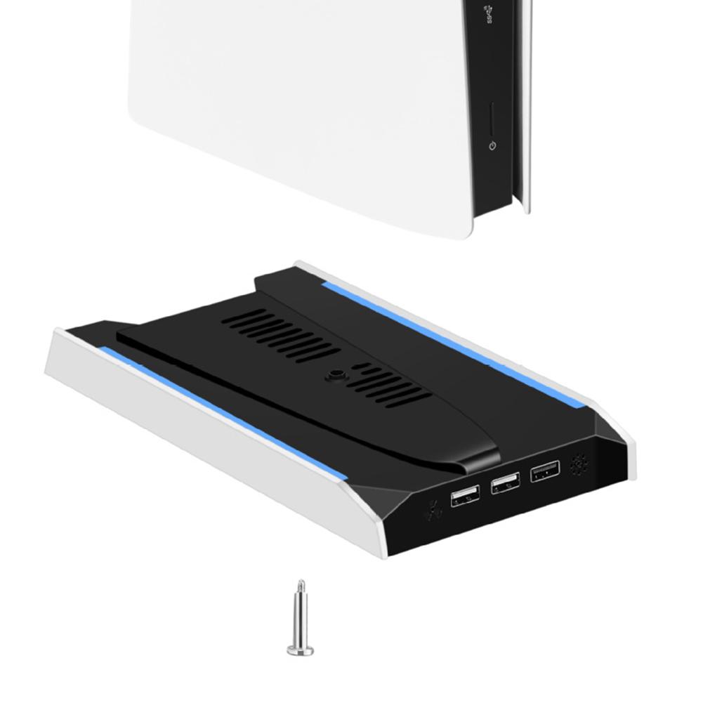 Вертикальная охлаждающая подставка RGB для PS 5 Slim/PS 5 Pro с 8 режимами подсветки и 3-скоростным вентилятором.