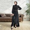 Women Evening Dress with Volan Skirt Embroidered Waist Hijab Clothing