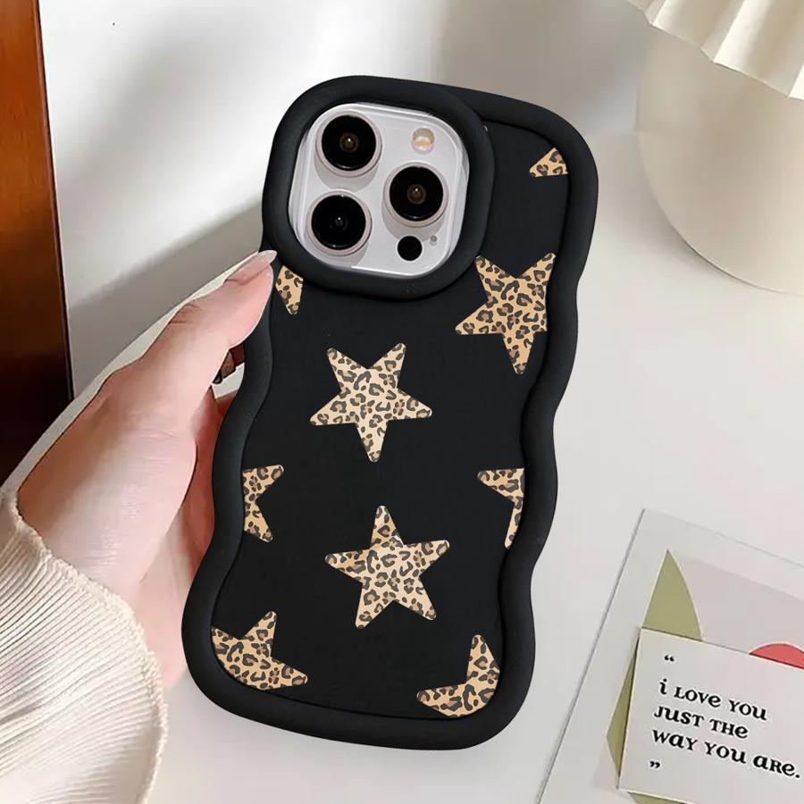 Мягкий чехол-бампер с дизайном «Звезда Леопарда» для iPhone 12 11 14 XR 17 Air 8 16 Pro Max 13 15 Plus