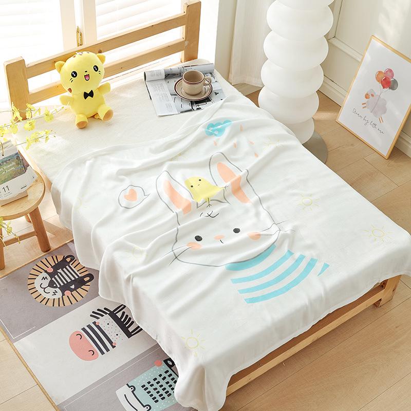 Double-layer Bamboo Cotton Infant Blanket, Children's Quilt, Thin Air-conditioning Summer Cool Quilt, Baby Bamboo Fiber Ice Silk Blanket