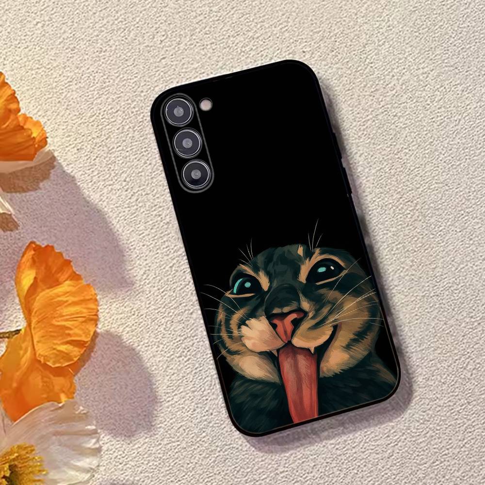 Кошачьи мемы F-Смешной милый чехол для телефона Samsung Galaxy A73,A72,A71,A70,A53,A52,A51,Мягкий силиконовый черный чехол