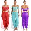 Women's Princess Costume Set Sequins Jumpsuit Long Wide Trousers Carnival Cosplay Party Dance Fancy Dress Outfit