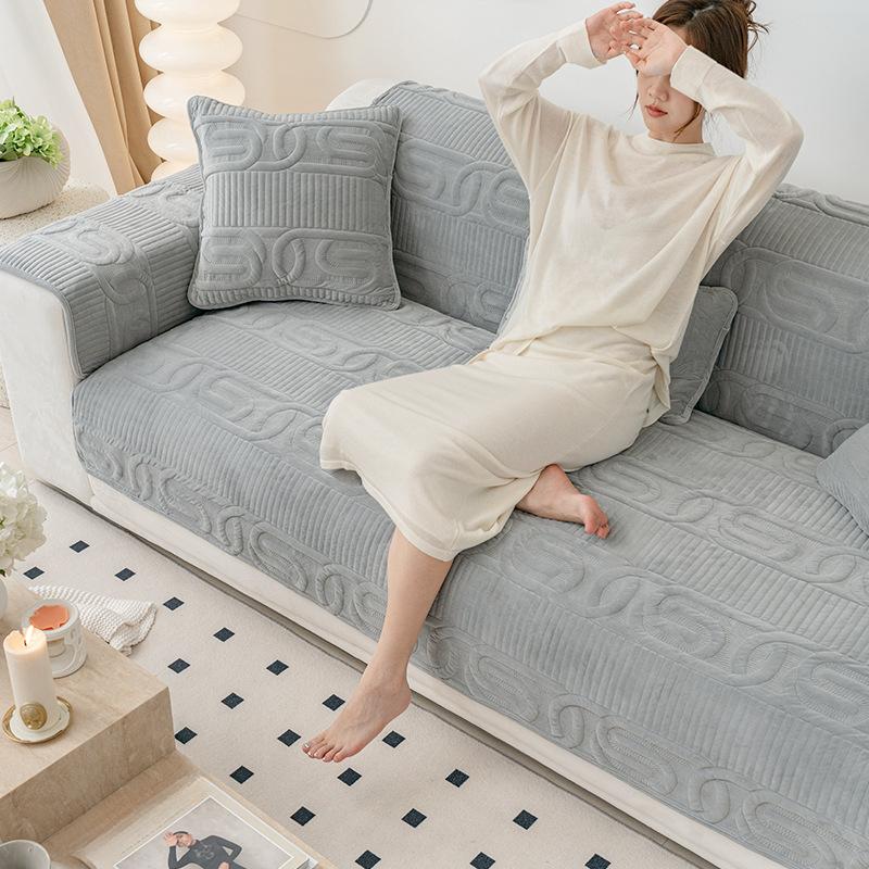 Плюшевая подушка для дивана, зимняя кремово-белая утолщенная нескользящая подушка, зимняя подушка, чехол для дивана, полотенце