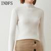 INDFS Women's Fashion Casual Fall Winter Solid Color Print Long Sleeve Half Turtleneck Sweaters