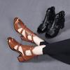 High Heeled Sandals Female New Summer Fish Mouth Shoes Chunky Heel Roman Back Zipper Sandals Solid Casual Sandales Femmes
