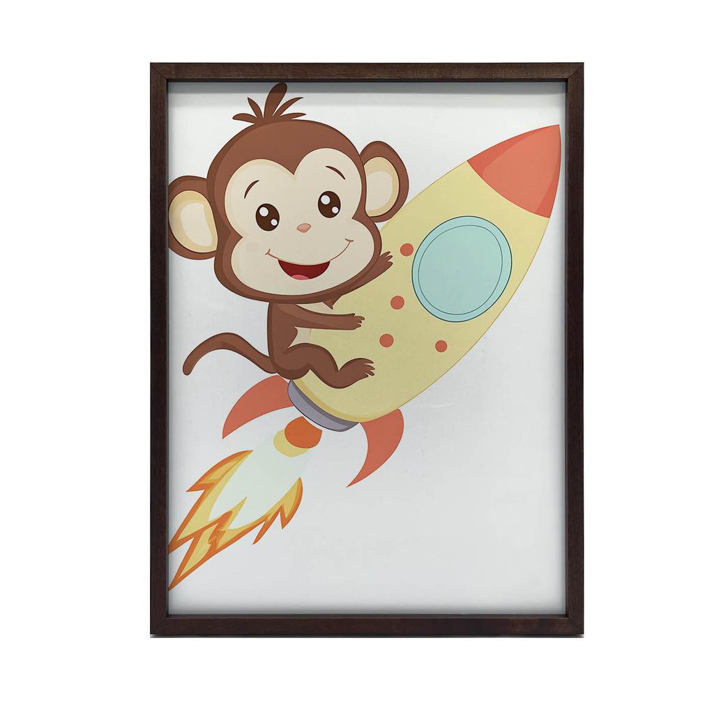 Monkey In Space Poster Monkey In Space Poster, 30X40 Cm, Gold Aluminum Frame, 230 Gsm Matte Paper