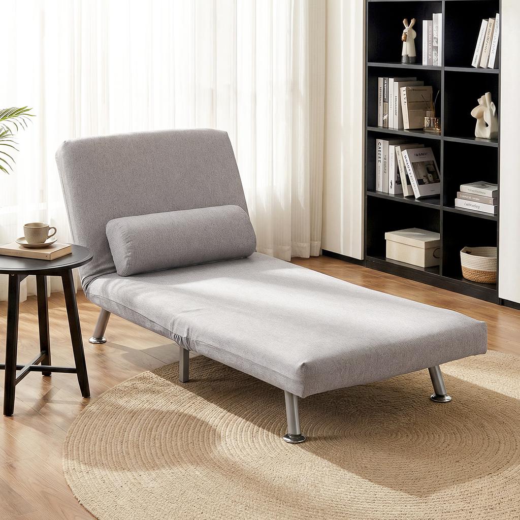 Adjustable Back Futon Sofa Chair - Grey