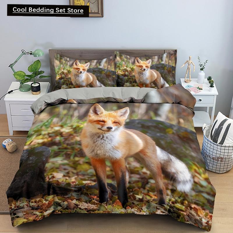 Постельное белье Животное Лиса Размер Кинг Квин 3D Милый Оранжевый Фенек Пододеяльник для Детей Подростков Взрослых Декор Спальни Покрывало