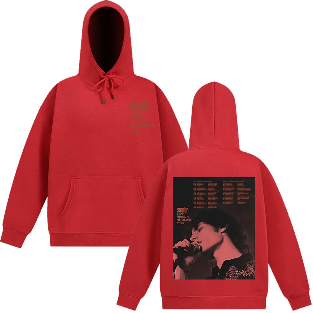 Толстовка Sombr Merch LIVE 2025 Tour Мужская Женская С Длинным Рукавом Хип-хоп Пуловер Осень и Зима Харадзюку Винтажная Свитшот Подарок для Фанатов