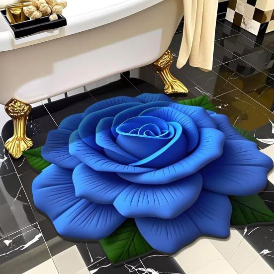 Плюшевый цветочный напольный коврик, впитывающий диатомитовый напольный коврик, нескользящий 3D визуальный цветочный узор, ковер для спальни, прихожей, кухни