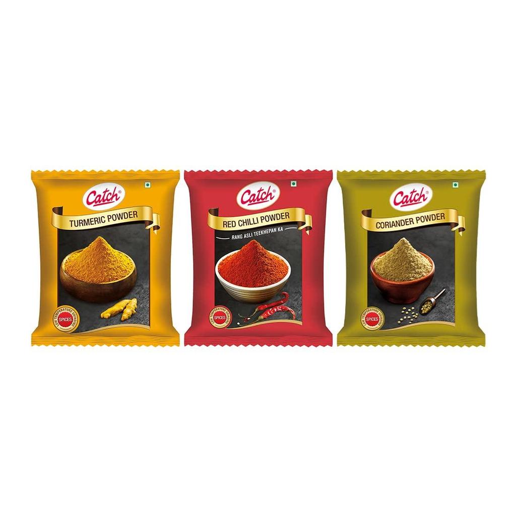 Catch Turmeric Powder 500 GMS + Coriander Powder 500 GMS + Red Chili Powder 500 GMS - Spice/Masala Combo