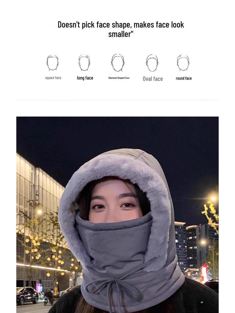 Зимняя теплая шапка на флисовой подкладке с ушами, маской для лица и манишкой - Ветрозащитное снаряжение для холодной погоды для мужчин и женщин для велоспорта на открытом воздухе