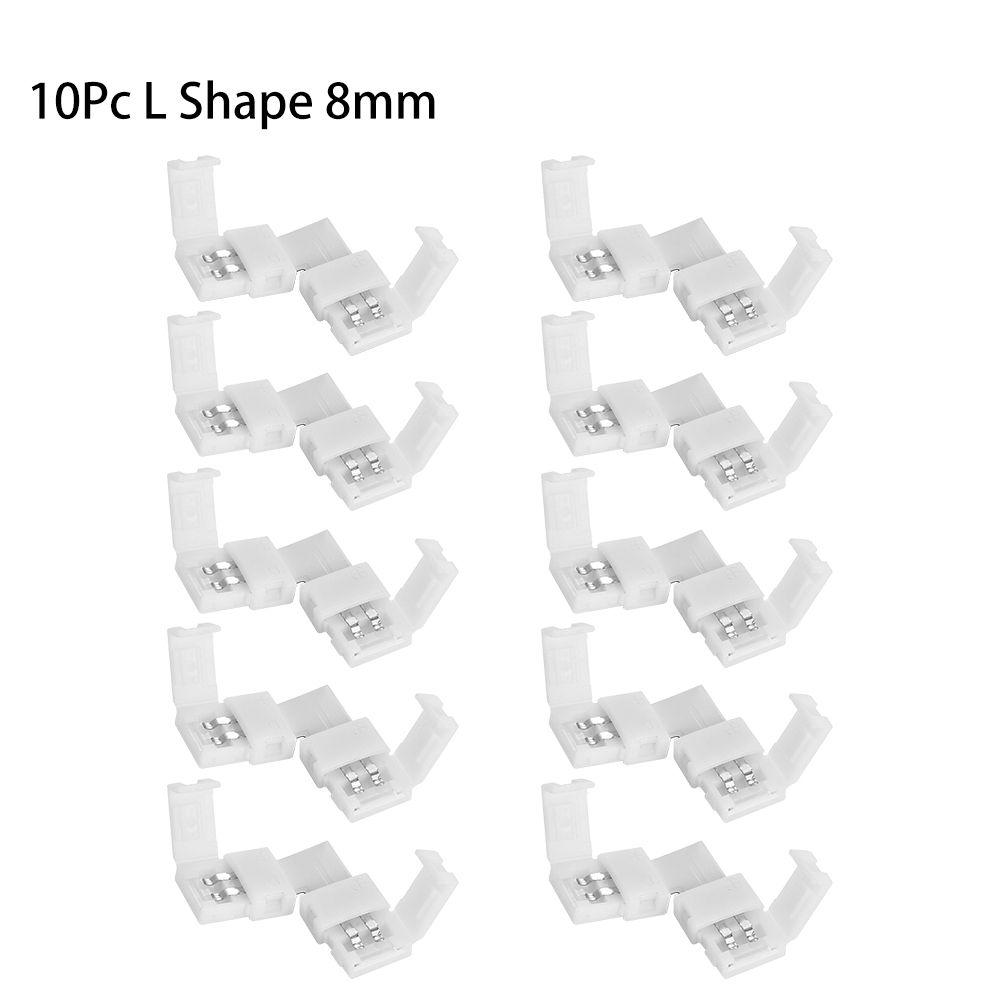 1/5/10Pcs New Clip-on Coupler Solderless 2Pin PCB LED Strip Connector 8mm 10mm