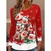 Весенне-осенний топ с круглым вырезом и 3D-принтом на рождественскую тематику, модная повседневная женская футболка с длинным рукавом