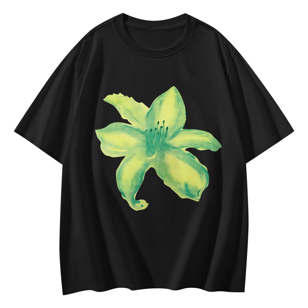 Women's Casual Printed T-Shirt Round Neck Pullover Short Sleeve Top