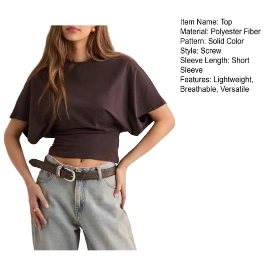Женская однотонная футболка с круглым вырезом, дышащая, повседневная, летняя, с коротким рукавом