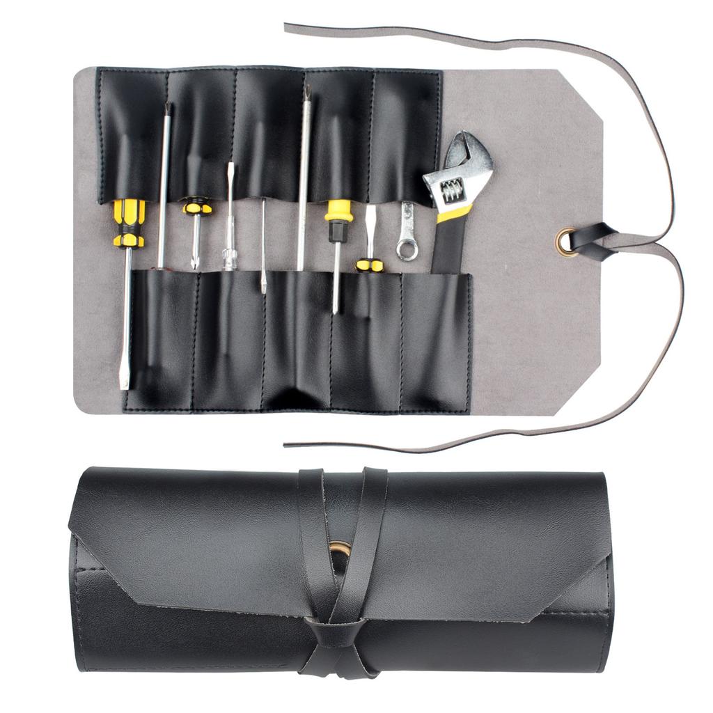 PU Tool Roll Up Pouch PU Tool Wrench Roll Chisel Bag Portable Carry Pouch Workshop Storage Woodworking Tool