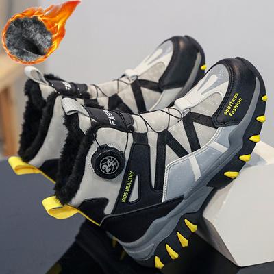 Кроссовки на кнопках для молодежи из хлопка и бархата, детская обувь, спортивная обувь для бега, высокие зимние туфли