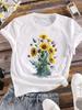 (Азиатский размер) Женская футболка с принтом «любовь, сердце, цветы», милая одежда 90-х годов, женская повседневная футболка с коротким рукавом, модные женские футболки с принтом и графикой