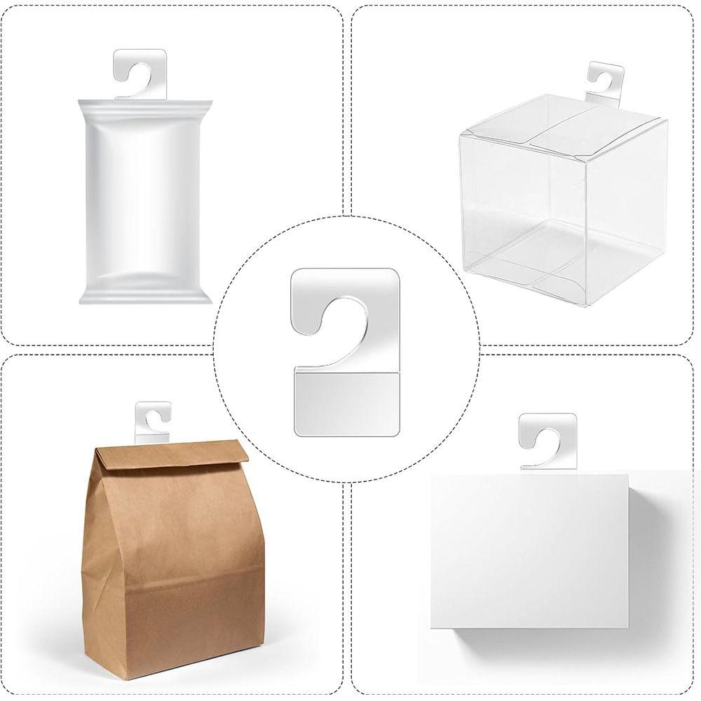 100PCS Self-Adhesive Plastic Hanging Tags PET Plastic Retail Packaging Hook Retail Display