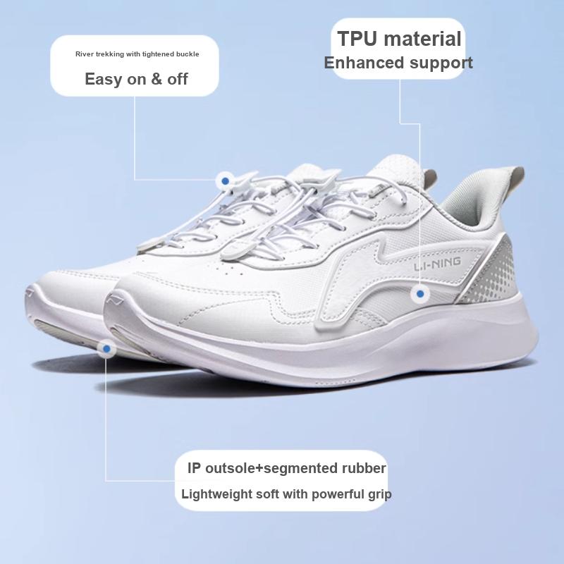 Li Ning Kids Ling Yue 5 синтетическая кожа удобная дышащая амортизирующая прочная повседневная обувь с низким верхом детская повседневная обувь белого цвета YKCU116-11