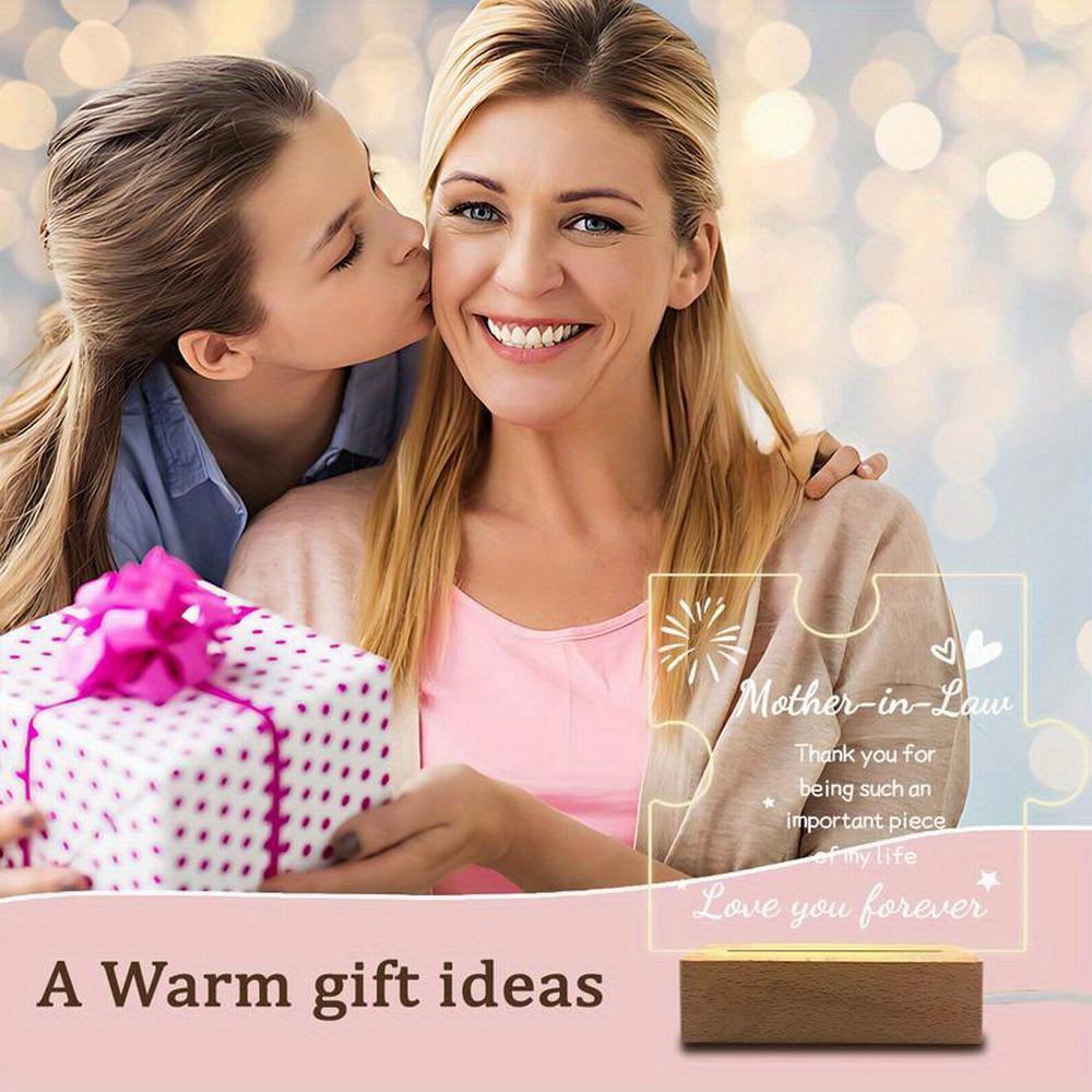 1PC Acrylic Luminous Ornament Photography Accessories, USB Base, Mother-in-Law Gift, Puzzle Plaque Figurines