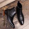 Мода Модный Дизайнер Мужские Ботильоны на Молнии сбоку Классический Заостренный Носок Мужские Ботинки Челси Ручная Работа Кожаная Обувь с Высоким Голенищем Бизнес