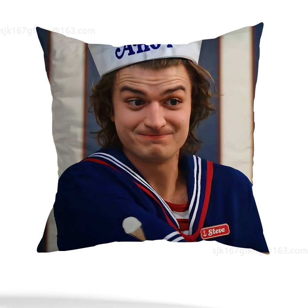 Joe Keery Stranger Pillow Case Anti-Dustmite Pillowcase Invisible Zipper Silky Short Plush Sofa Cushion Cover