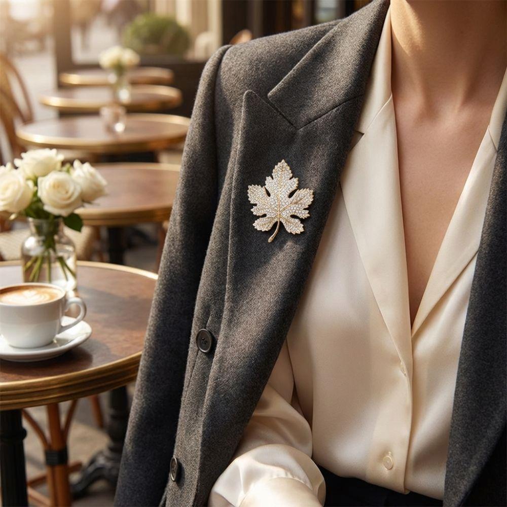 Vintage Rhinestone Maple Leaf Brooch Trendy Jewelry Maple Leaf Pin  Clothing Jewelry