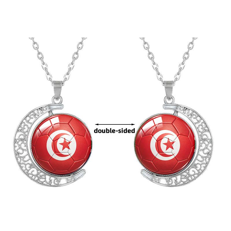 1Pc 2026 World Cup 48 Countries Flag Rotating Moon Necklace, Football Fan Support Pendant