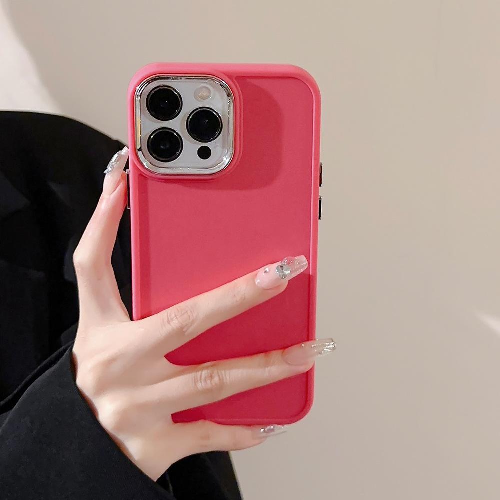 Electroplated Lens for IPhone16 for 17promax for Apple Phone Case 14 Silicone 11 Simple Solid Color