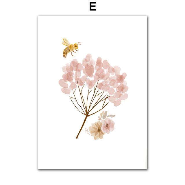 Бохо Бабочка Цветок Кролик Яблоко Гриб Детская Настенная Живопись Холст Картины Постеры и Принты Настенные Картины Декор Детской Комнаты Без Рамки