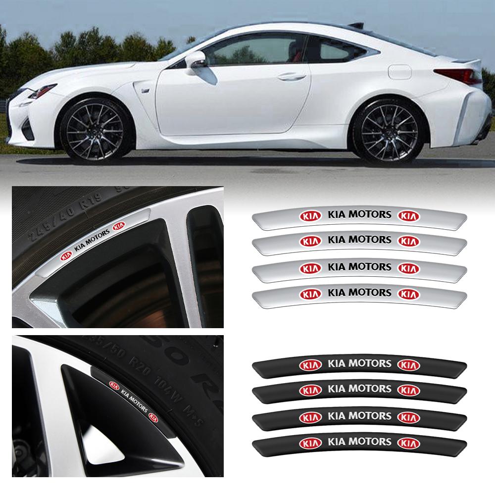 Car Styling 4Pcs Aluminum Wheels Rim Sticker Decal For Kia Sportage Rio 3 Soul Picanto EV6 Cerato Niro Telluride Sorento Seltos YO7