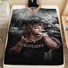 1Pc Juice Wrld Print Flannel Blanket, High quality Comfortable for All Seasons, Home Decor, Warmth and Comfort, Perfect for Gifts