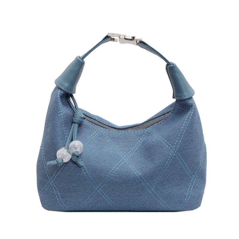 Джинсовая сумка женская 2024 tide ins корейская версия мода ромб вышитая нитью пригородная сумка плечо косая сумка