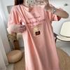 Maternity and Nursing Summer T-Shirts: Fashionable, Loose-Fit, Short-Sleeve Mid-Length Dresses with Printed Designs