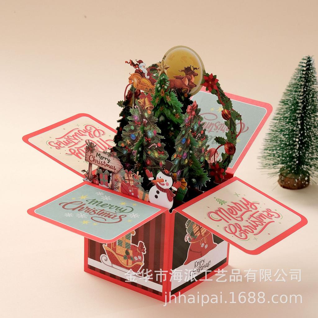 Popular Christmas Greeting Card Gift 3D Three-Dimensional Greeting Card Creative Holiday Wishes Christmas Tree Card