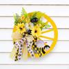Artificial Flowers Sunflower Wreath Front Door Outside Wall Bee Bowknot Wooden Sign for Hotel