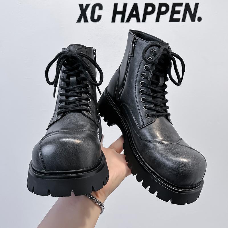 Новые мужские ботинки Martin с большой головкой, мужские туфли в британском стиле, туфли-туфли на молнии с высоким верхом, туфли 44789-A