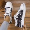 Fashion 2024Floral Skull Canvas Shoes  Women Large Size Flat Sneakers Female Lace-up Sports Shoes Casual Vulcanized Shoes Femme Zapatos