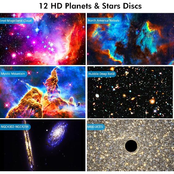 Star Projector, Planetarium Light Galaxy Projector, Night Light with 13 Replacement Discs, Large Projection Area, HD Image with Solar System