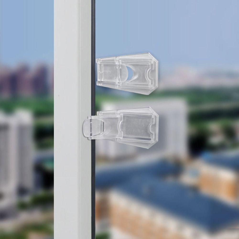 Transparent Sliding Door Lock Self-adhesive Sliding Sash Stopper for Child Security Protection